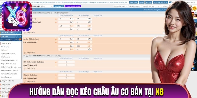 Hướng dẫn đọc kèo Châu Âu cơ bản tại X8