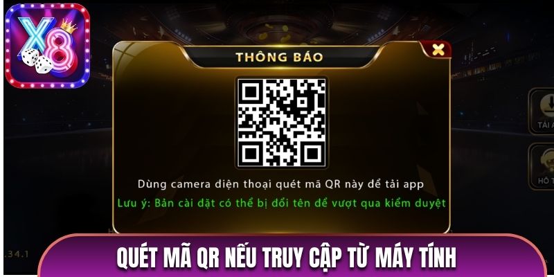 Quét mã qr nếu truy cập từ máy tính