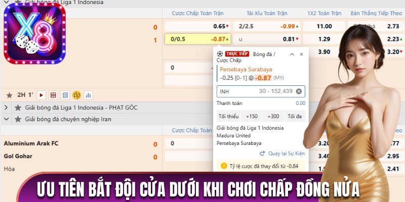 Ưu tiên bắt kèo đội cửa dưới khi chơi chấp đồng nửa